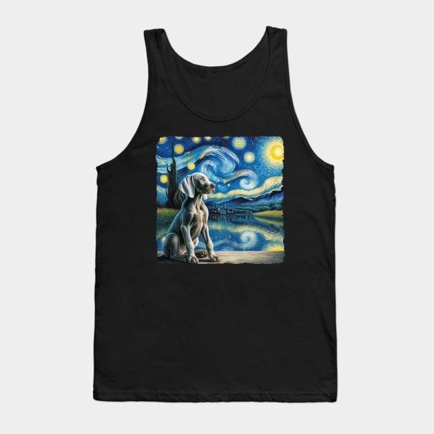 Starry Weimaraner Dog Portrait - Pet Portrait Tank Top by starry_night